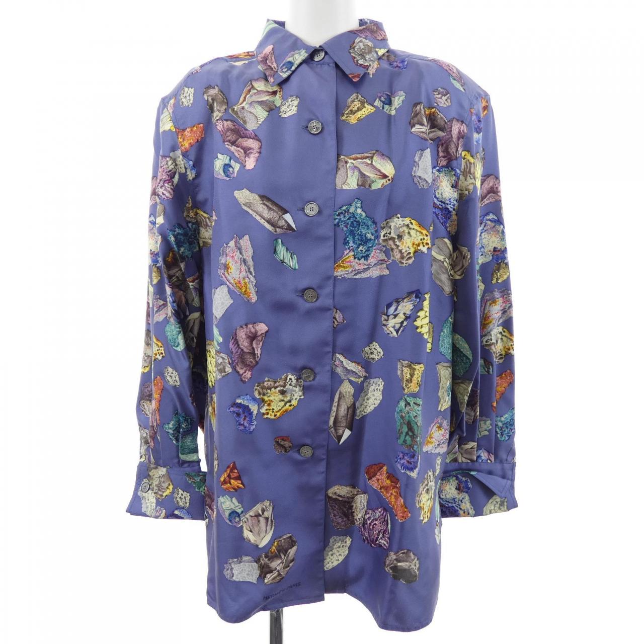 【ヴィンテージ】エルメス HERMES MI NERAUX ツイルレーヌ. シャツ