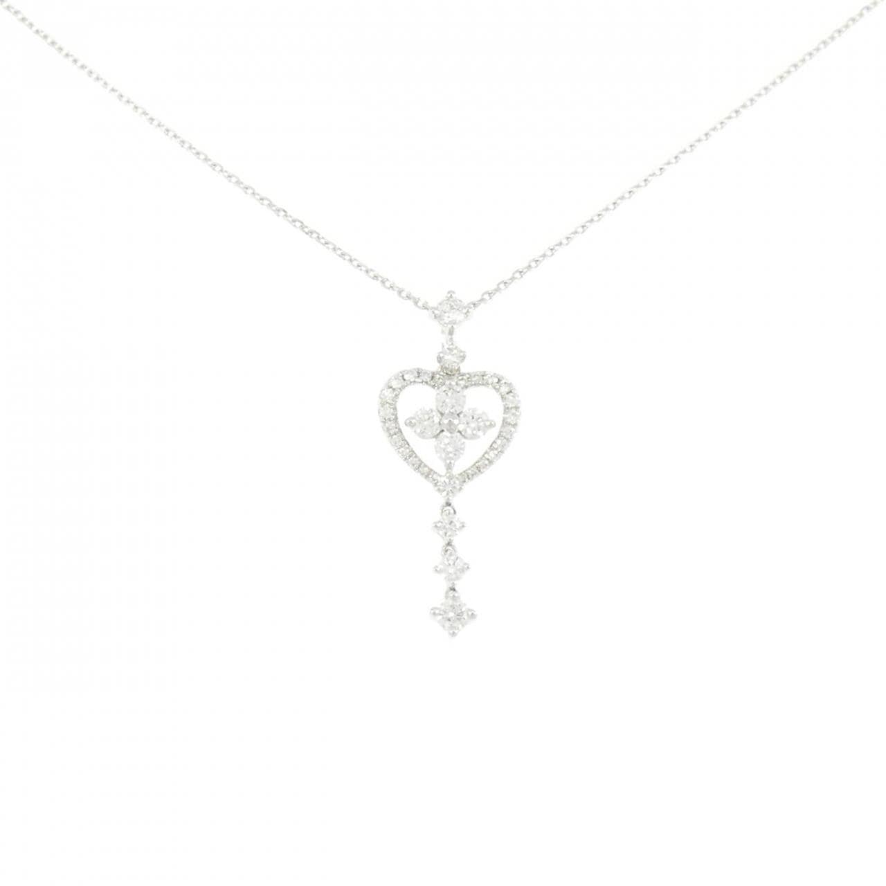 K18WG ハート ダイヤモンド ネックレス 0.50CT