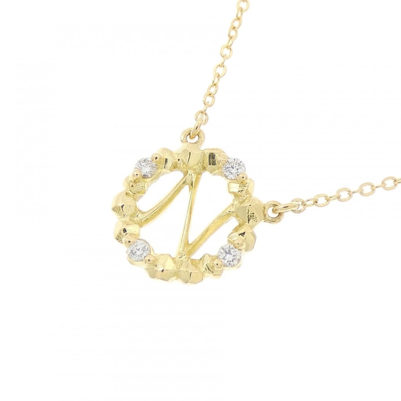 アーカー イニシャルN ダイヤモンド ネックレス 0.03CT