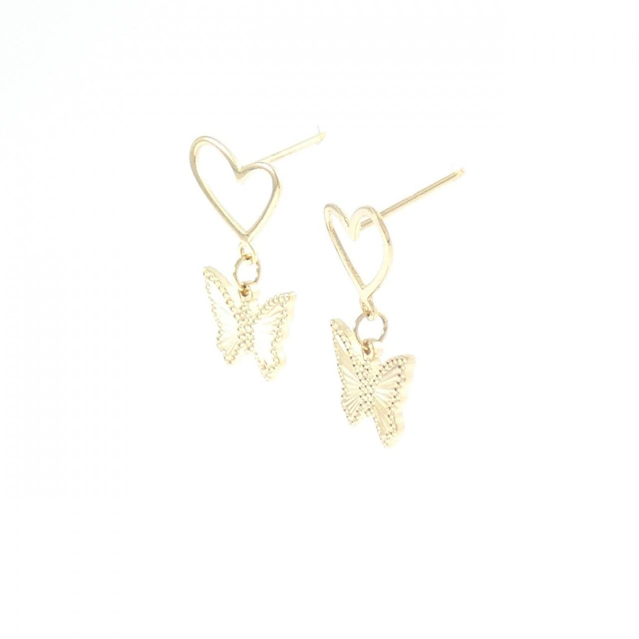 【新品】K18YG ハート×バタフライ ピアス