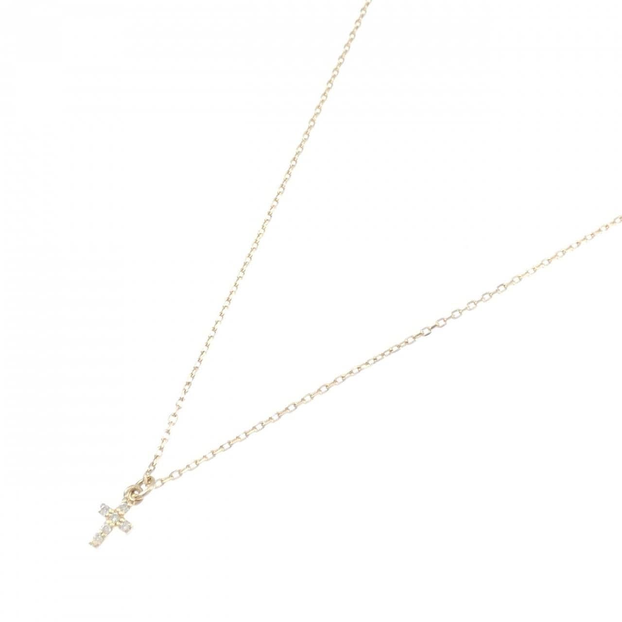 K10PG クロス ダイヤモンド ネックレス 0.033CT