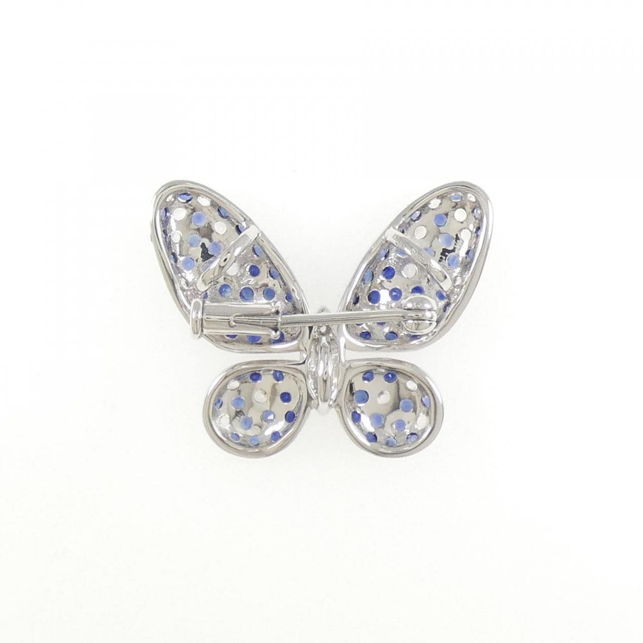 K18WG/K18BG バタフライ サファイヤ ブローチ 2.20CT