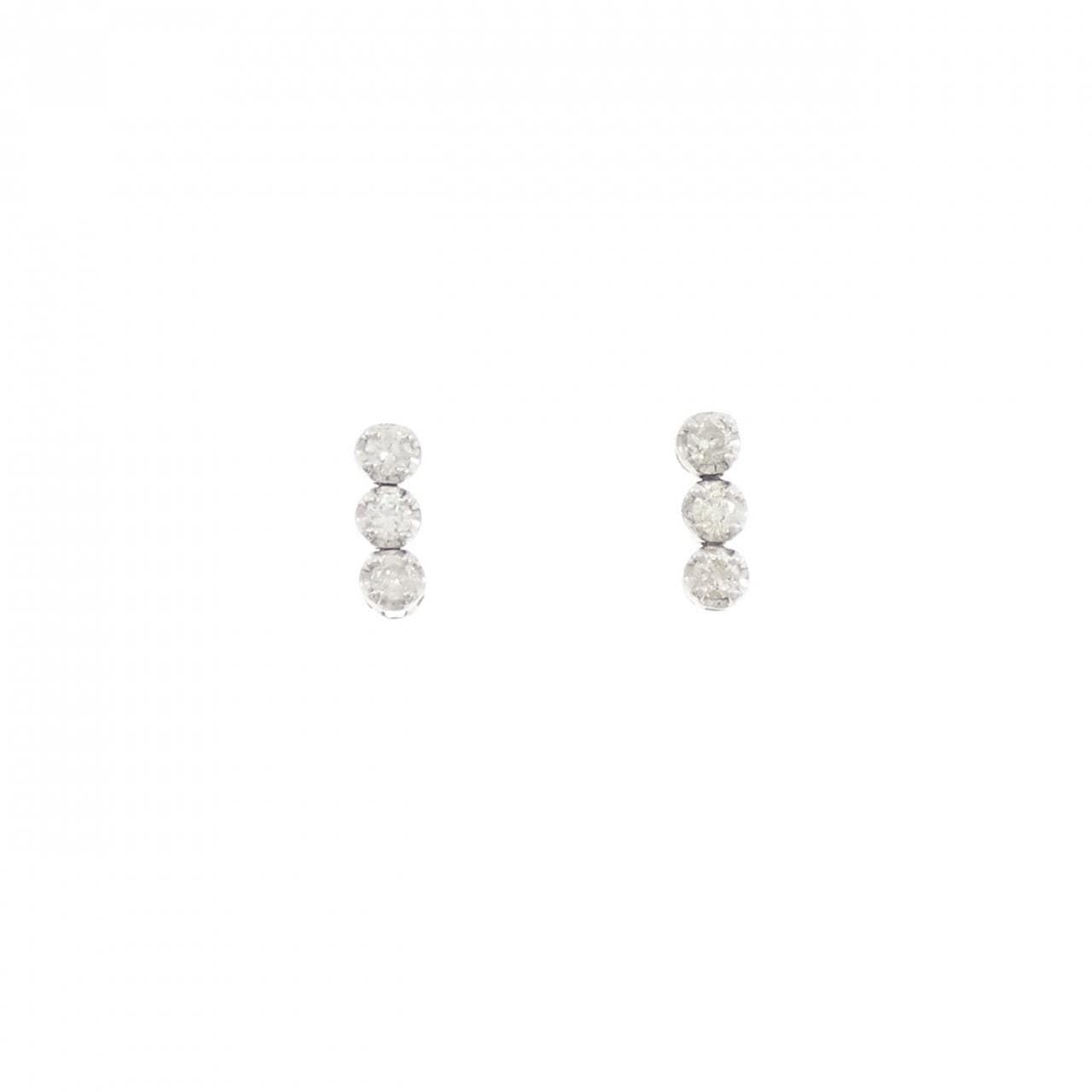 PT900 スリーストーン ダイヤモンド ピアス 0.30CT