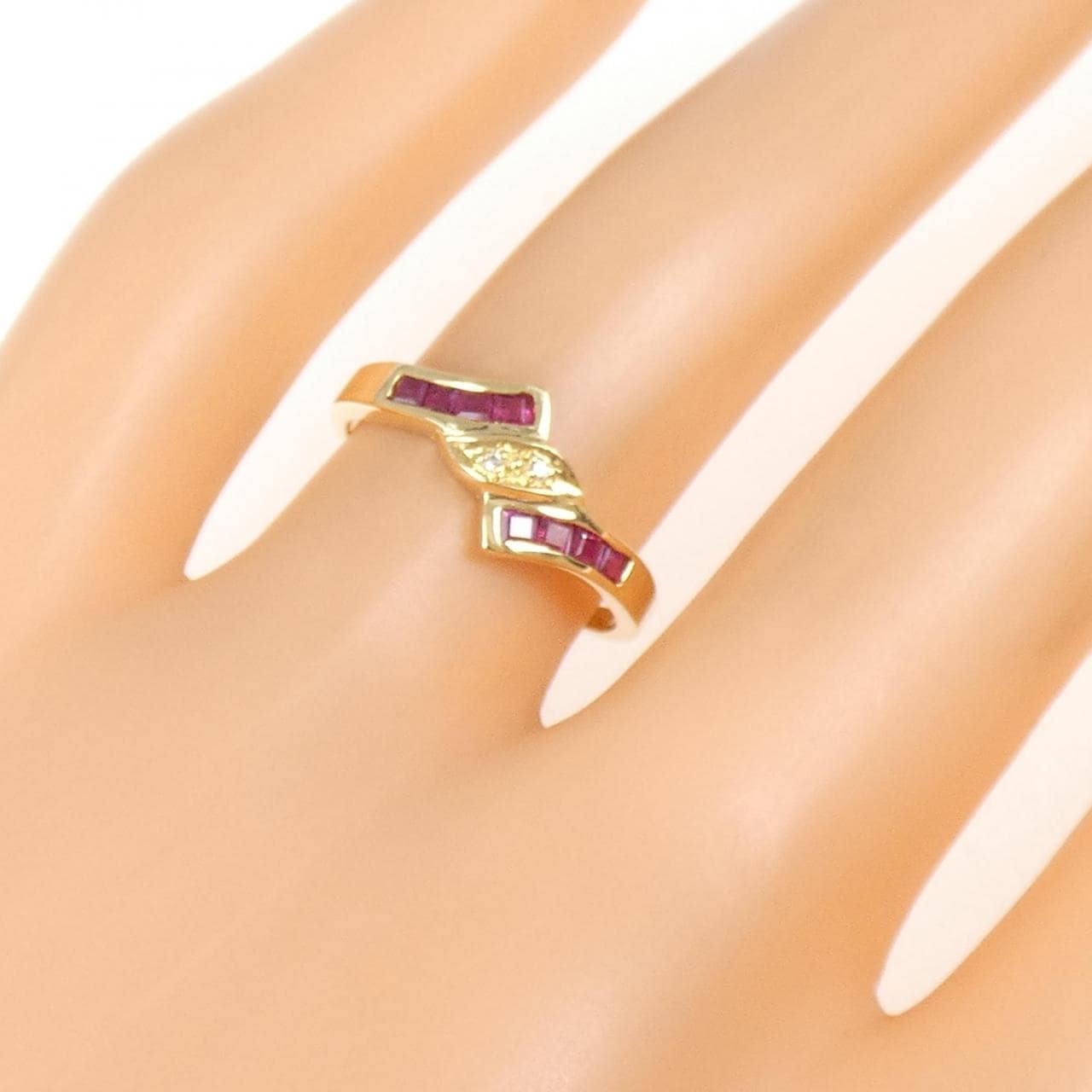 K18YG ルビー リング 0.33CT