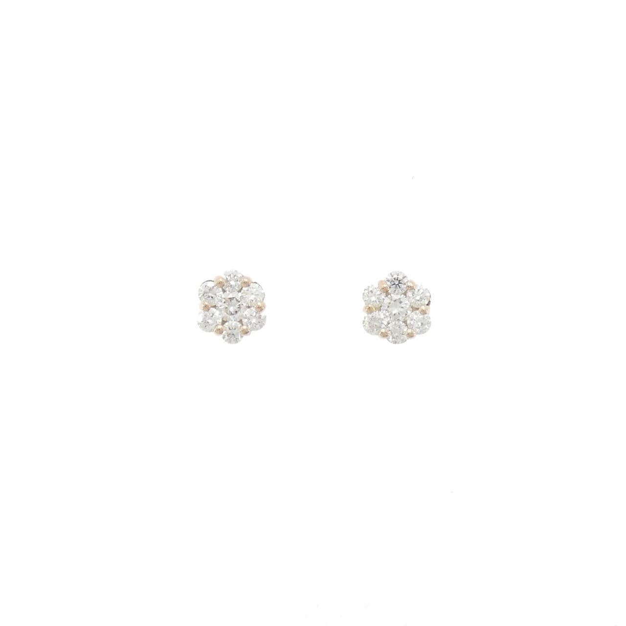 K18PG フラワー ダイヤモンド ピアス 0.50CT