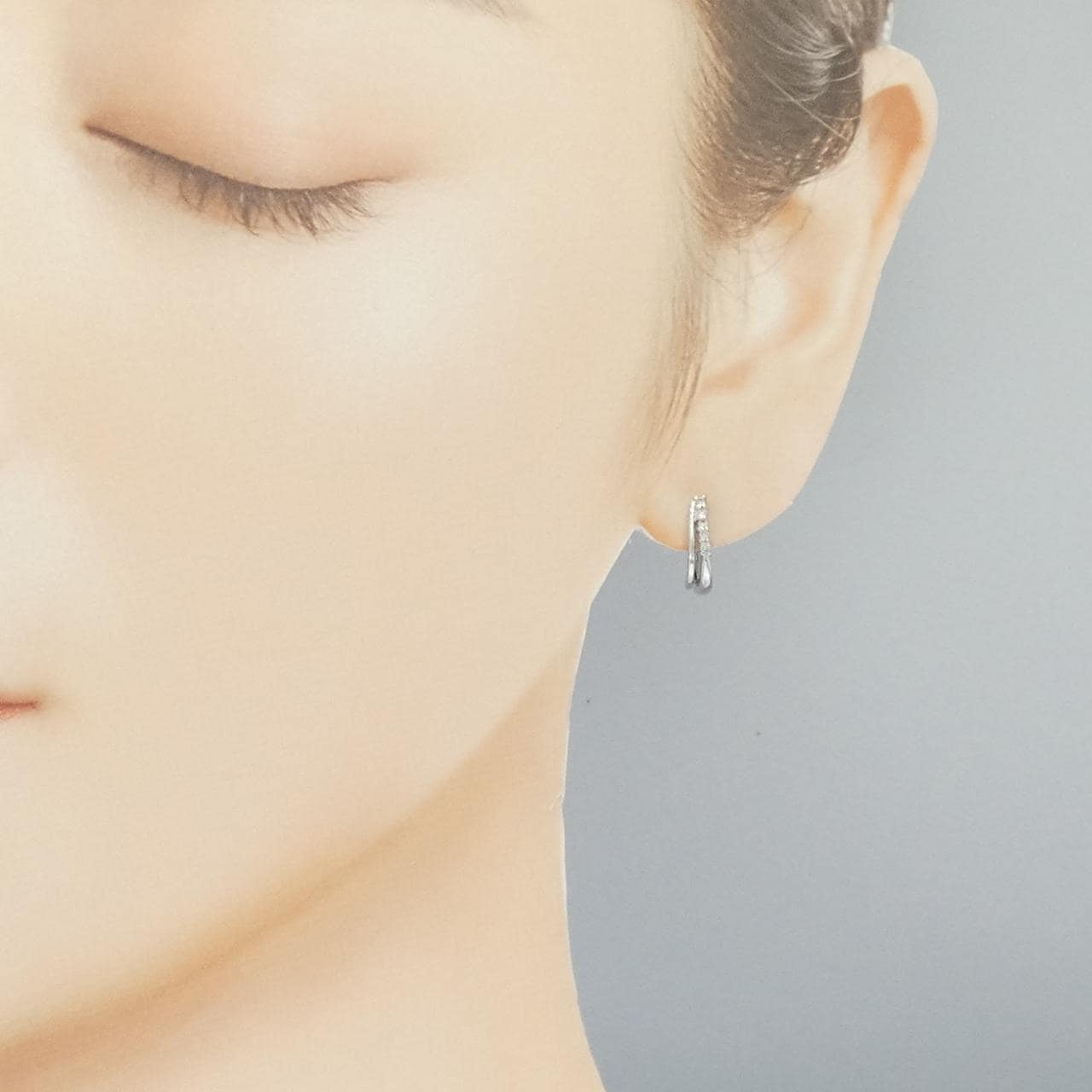 K18WG ダイヤモンド ピアス 0.08CT