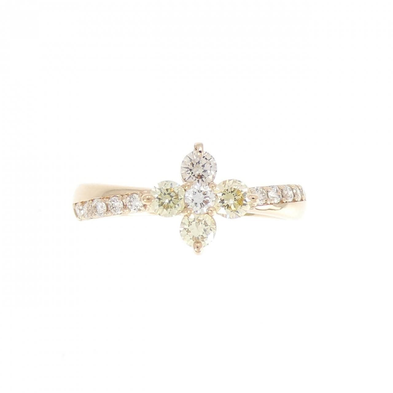 【新品】K18PG フラワー ダイヤモンド リング 0.50CT