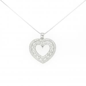 K18WG ハート ダイヤモンド ネックレス 2.00CT