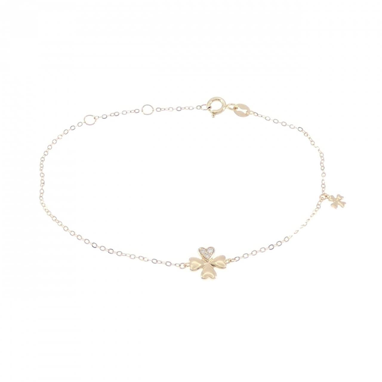 750YG クローバー ダイヤモンド ブレスレット 0.03CT