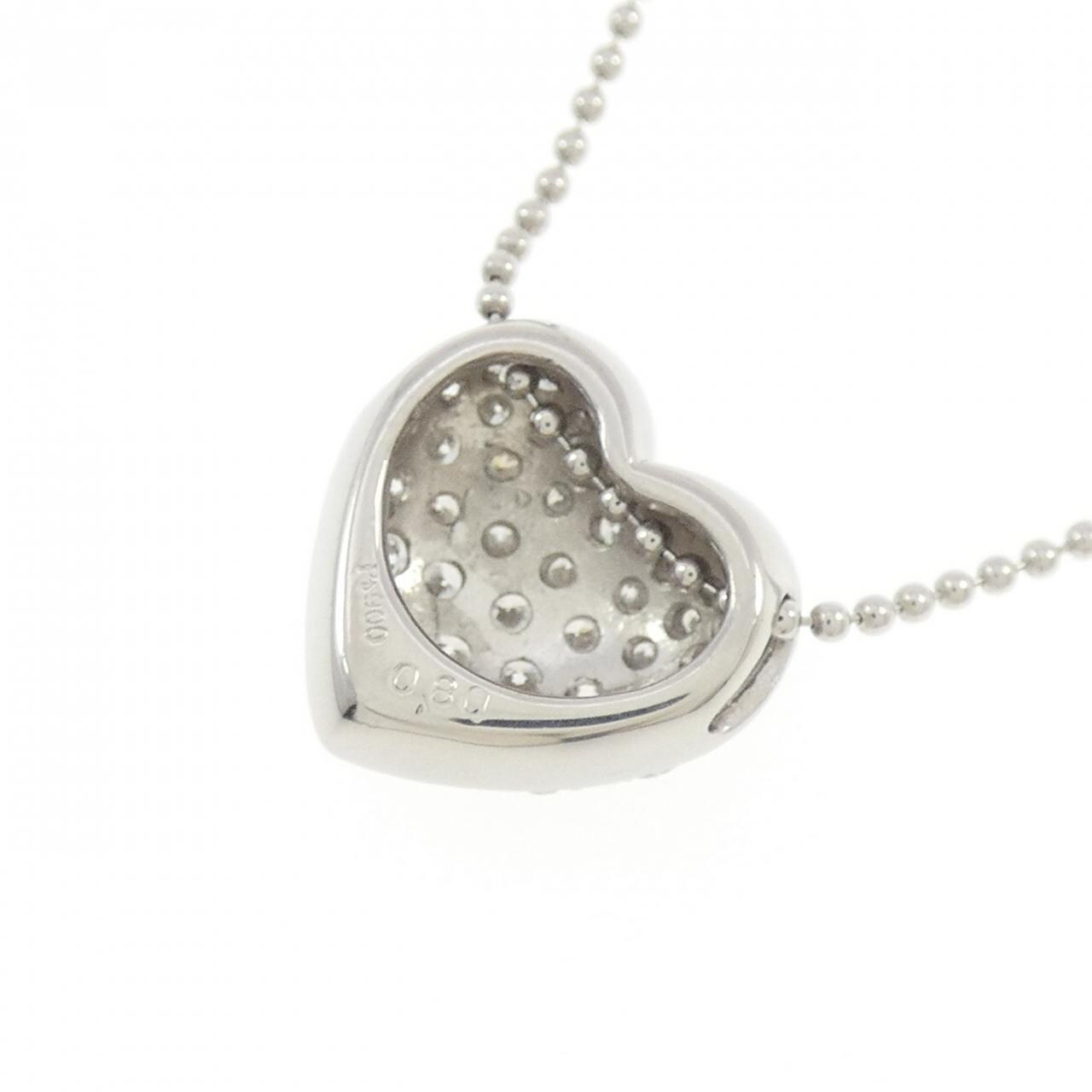 PT900/PT850 パヴェ ハート ダイヤモンド ネックレス 0.80CT