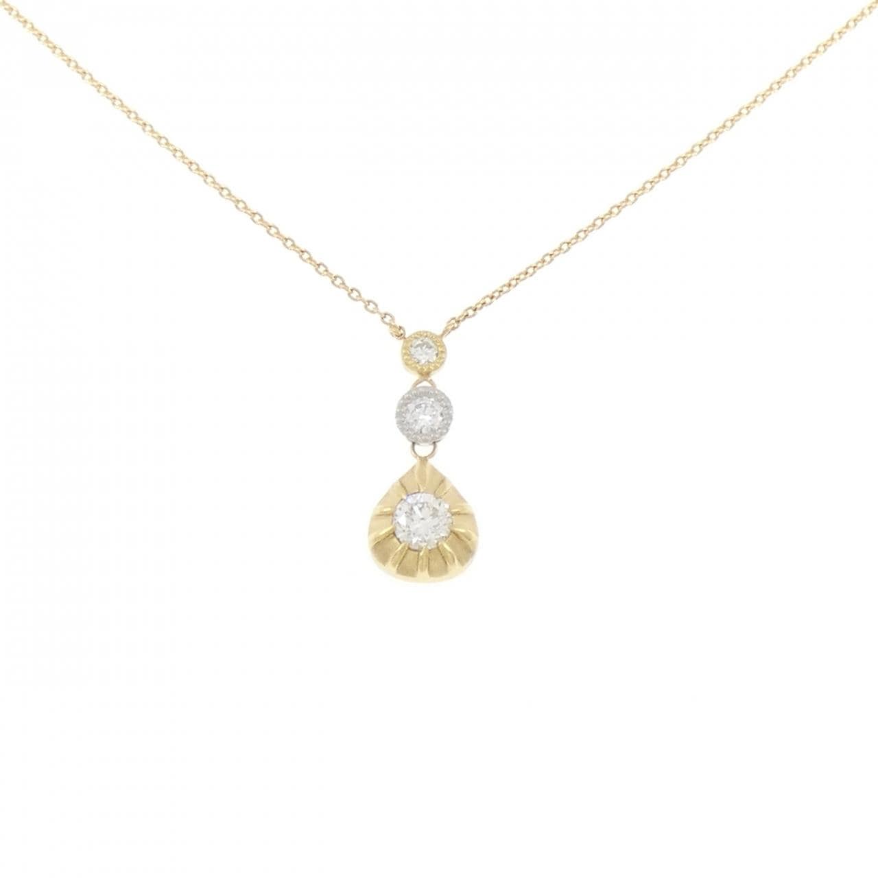 K18YG/PT900 ダイヤモンド ネックレス 0.324CT