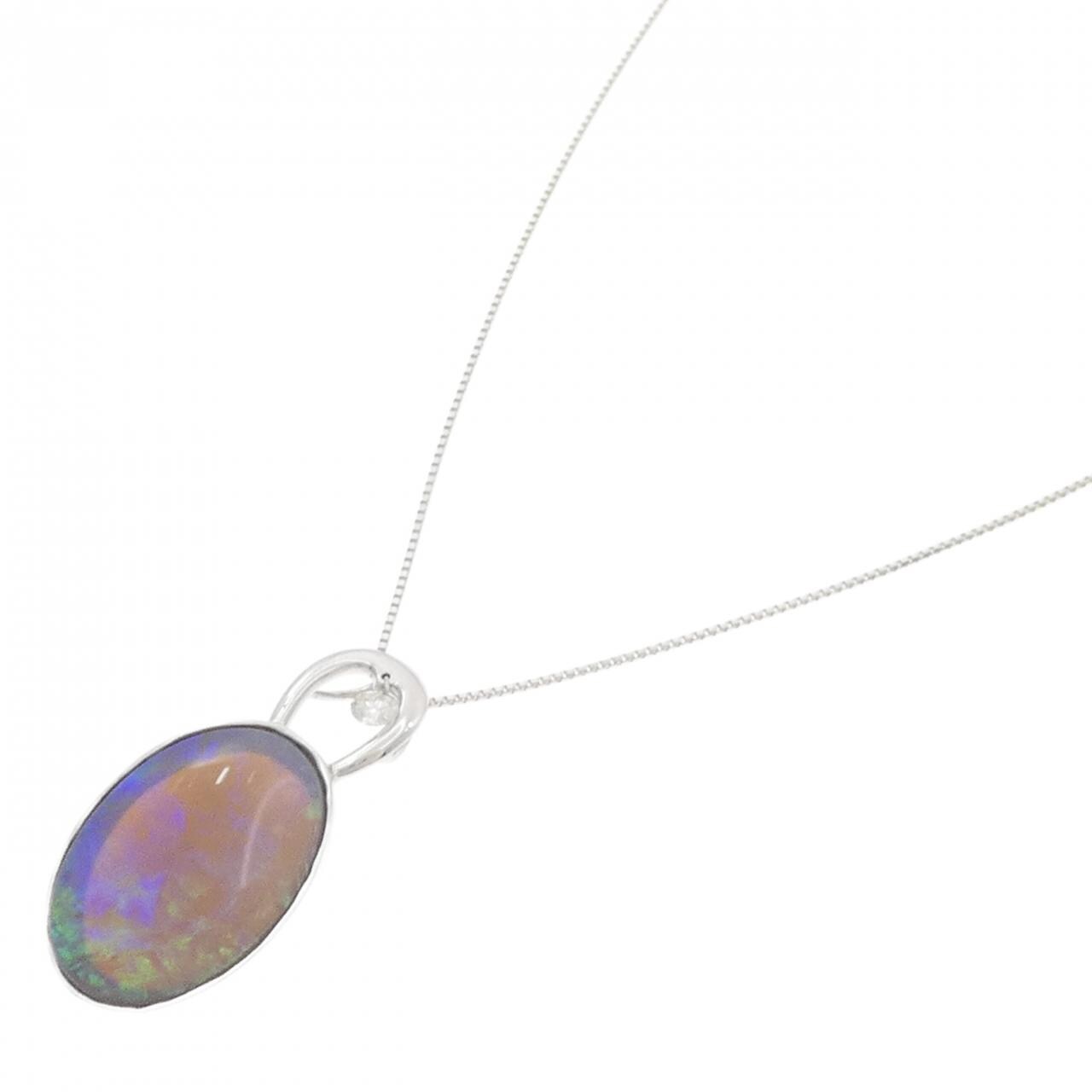 K18WG Black OPAL Necklace 6.41CT
