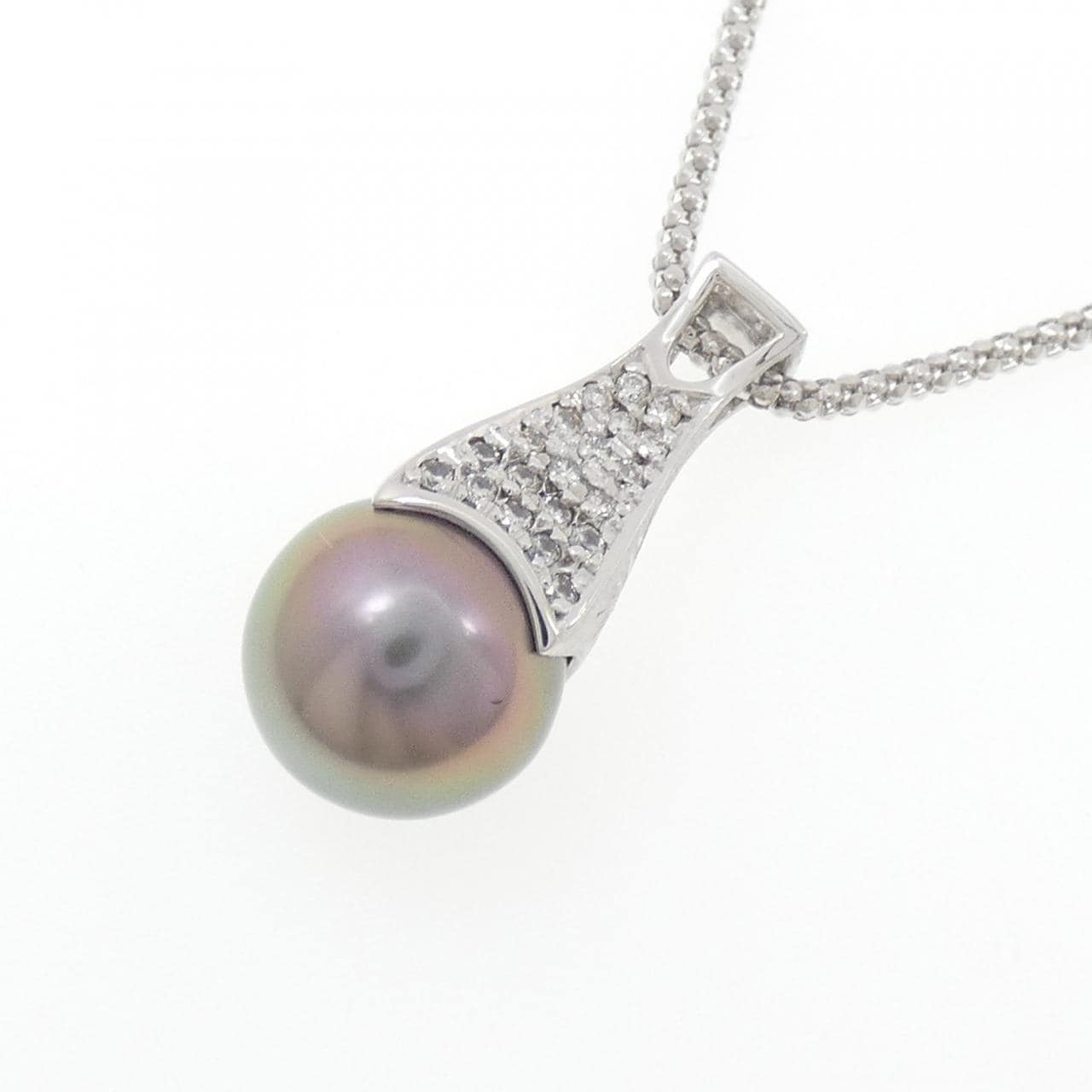 K18WG 黒蝶パール ネックレス 11.6mm