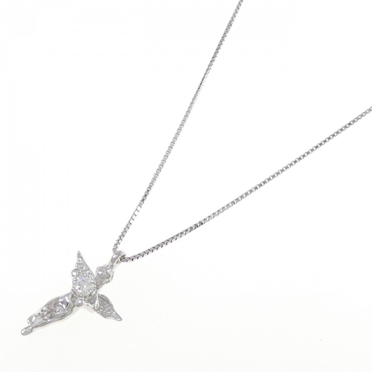 K18WG エンジェル ダイヤモンド ネックレス 0.10CT