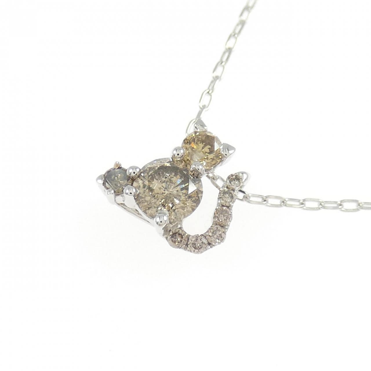 K18WG キャット ダイヤモンド ネックレス 0.50CT