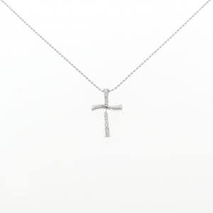 K18WG クロス ダイヤモンド ネックレス 0.13CT