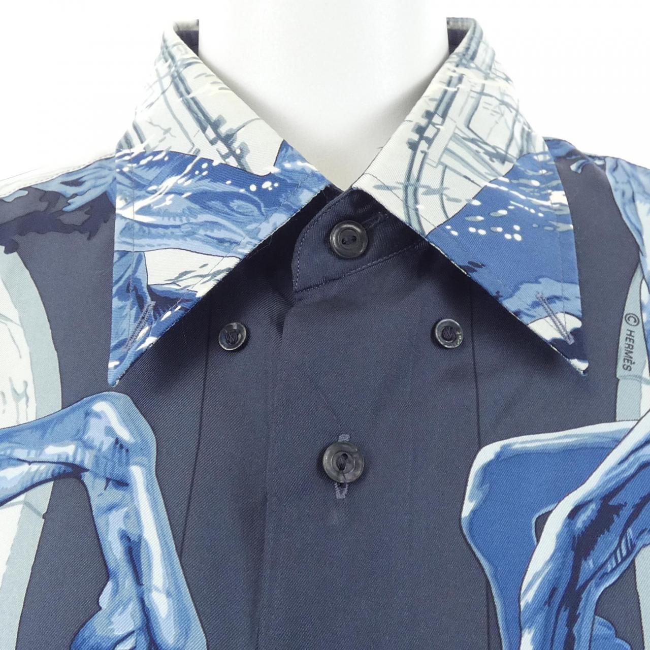 【ヴィンテージ】エルメス HERMES LA FONTAINE DE BARTHOLDI ツイルレーヌ シャツ