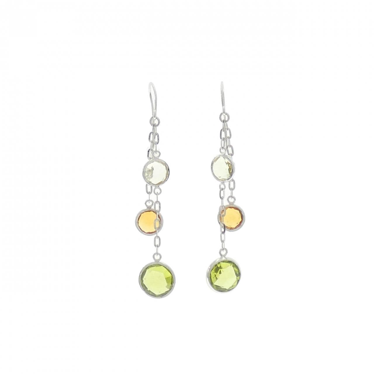 K18WG カラーストーン ピアス