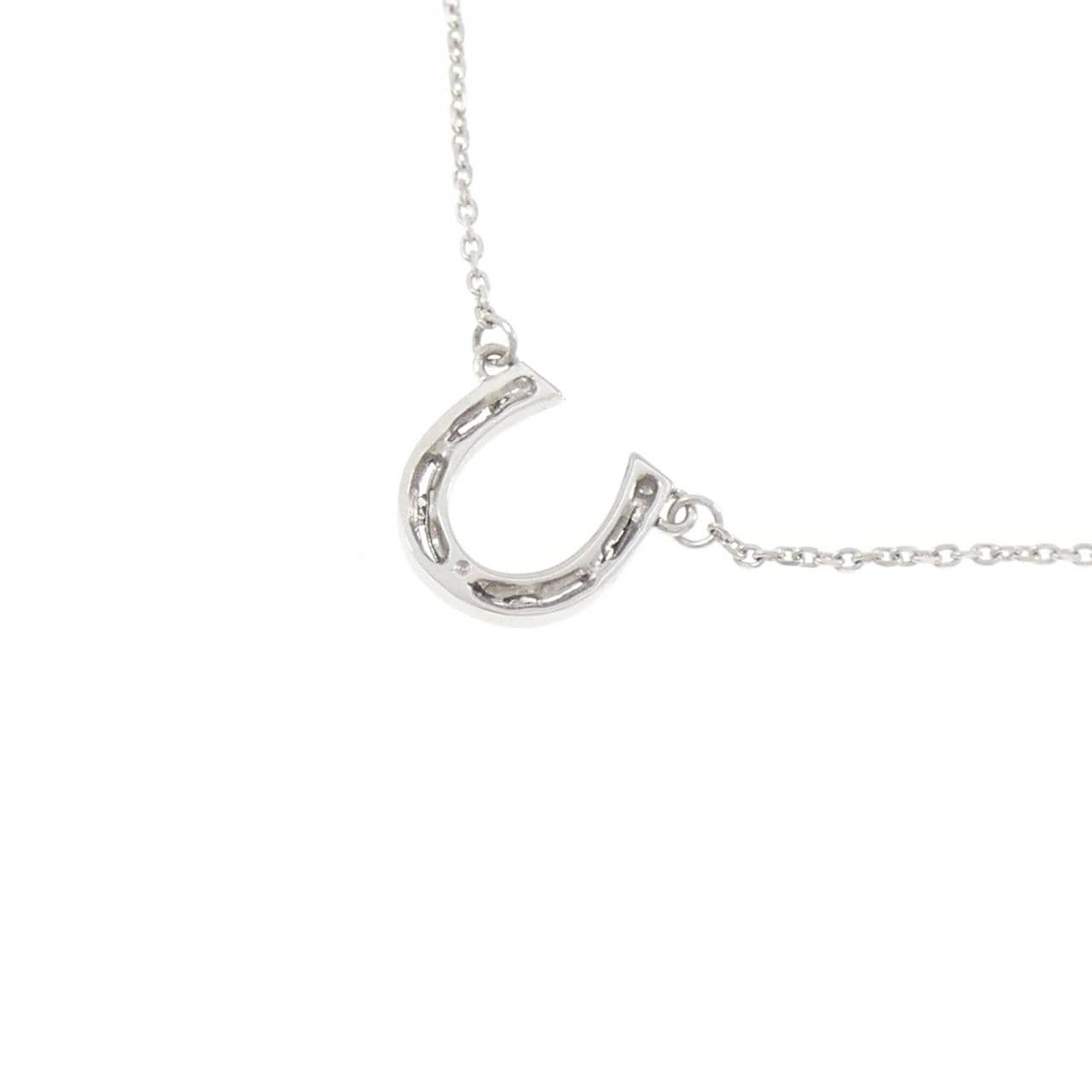 K10WG ホースシュー ダイヤモンド ネックレス 0.05CT