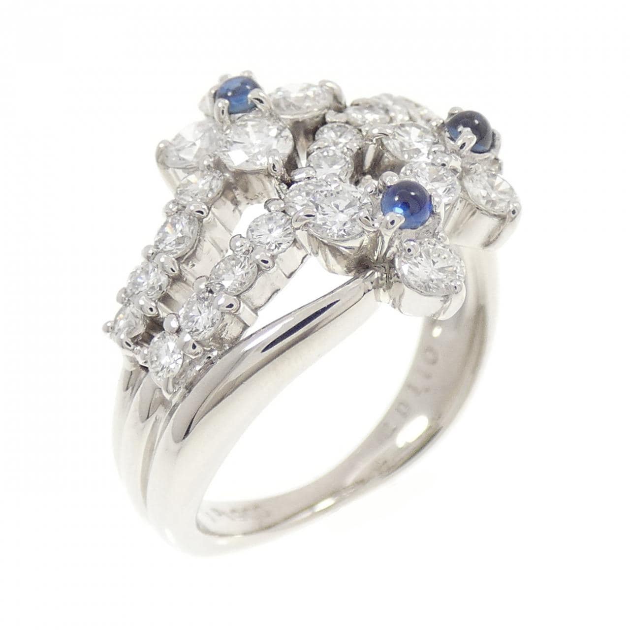PT900 フラワー サファイヤ リング 0.12CT
