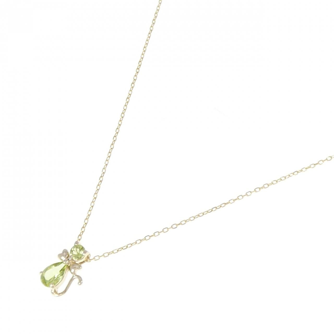 K10YG キャット ペリドット ネックレス