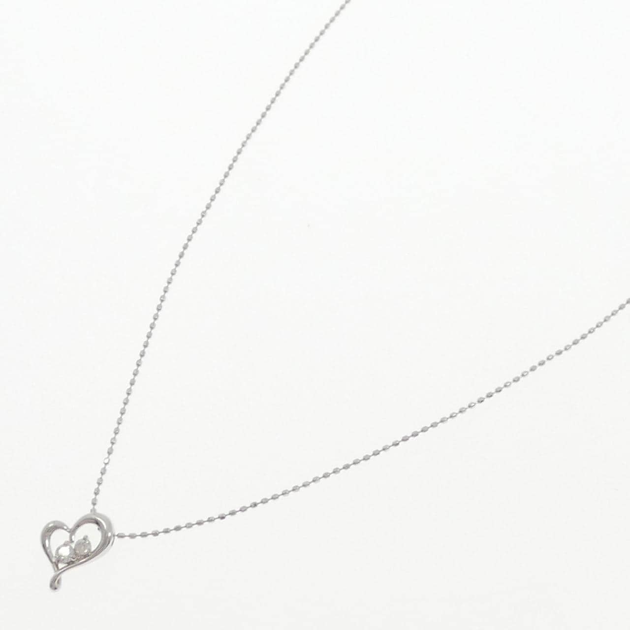 K10WG ハート ダイヤモンド ネックレス 0.08CT