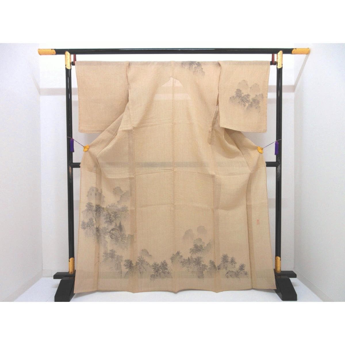 単衣　縮　友禅加工