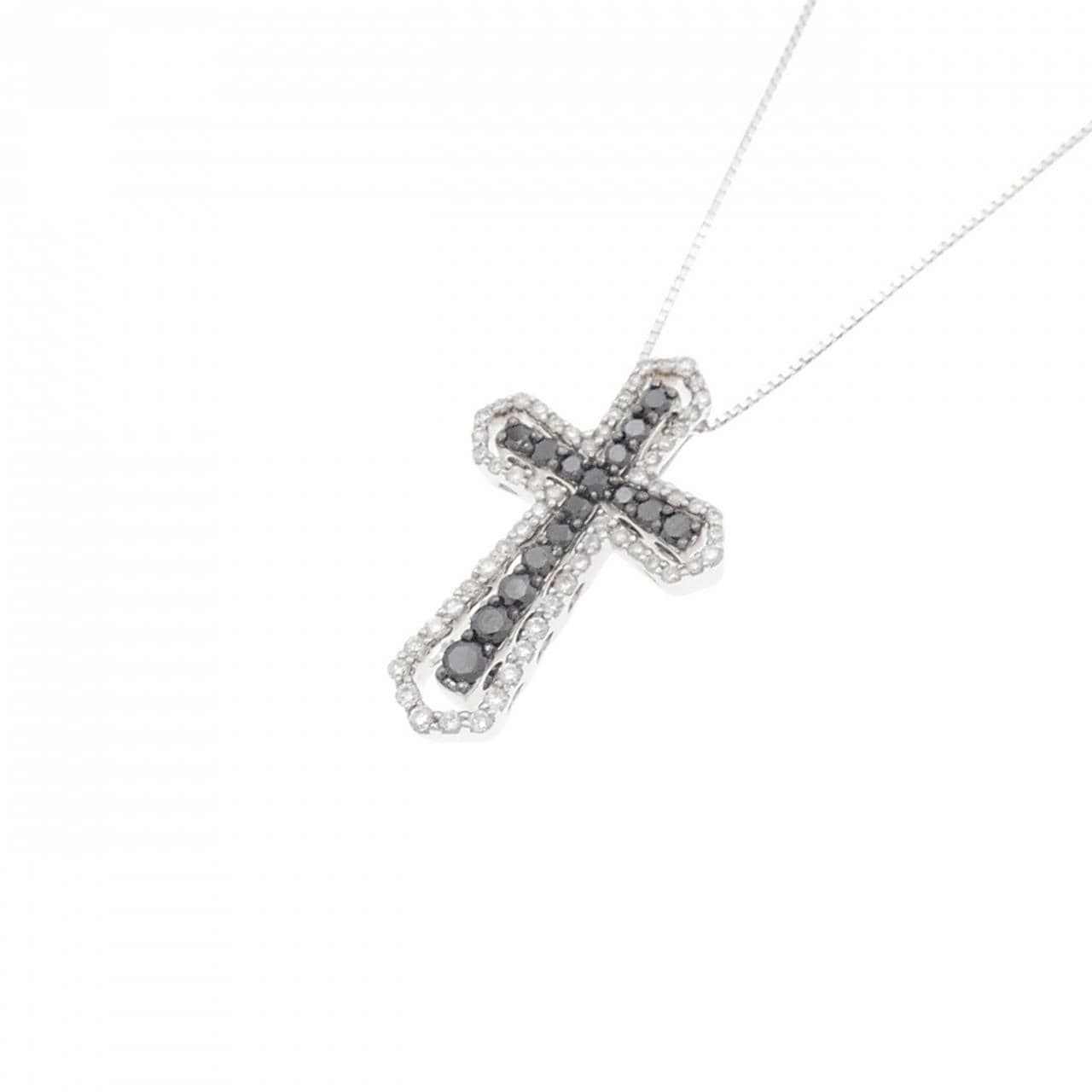 K18WG 2WAY クロス ダイヤモンド ネックレス 1.00CT