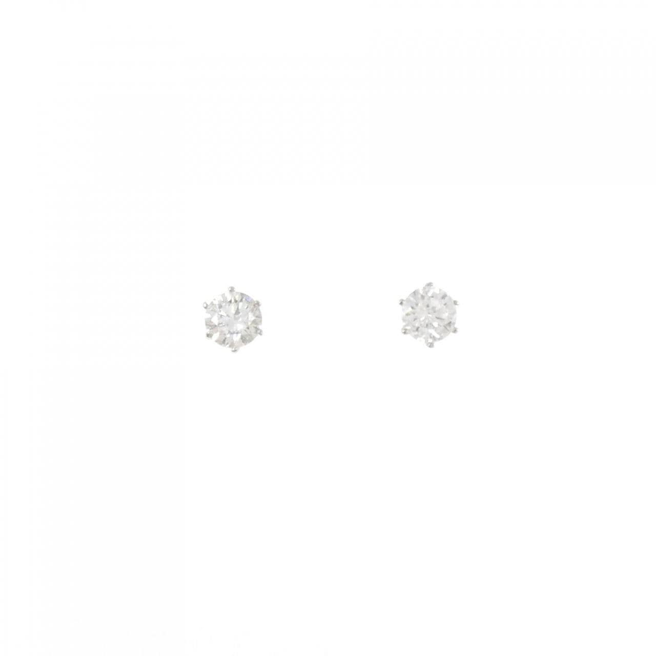 K14WG ソリティア ダイヤモンド ピアス 0.6CT