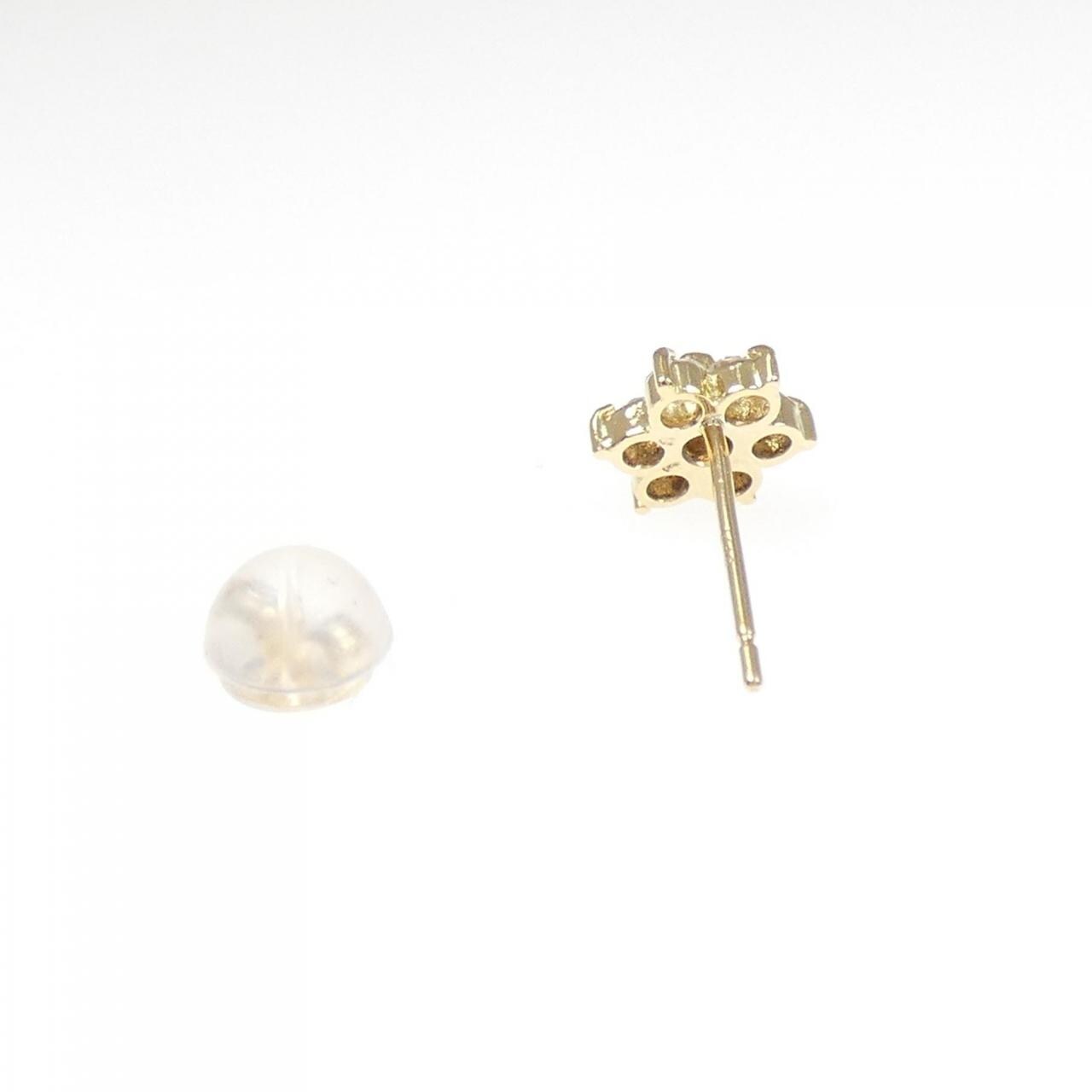 K18YG フラワー ダイヤモンド ピアス 0.18CT 片耳