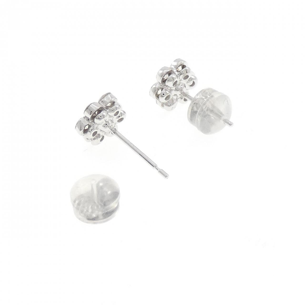 K18WG フラワー ダイヤモンド ピアス 0.60CT