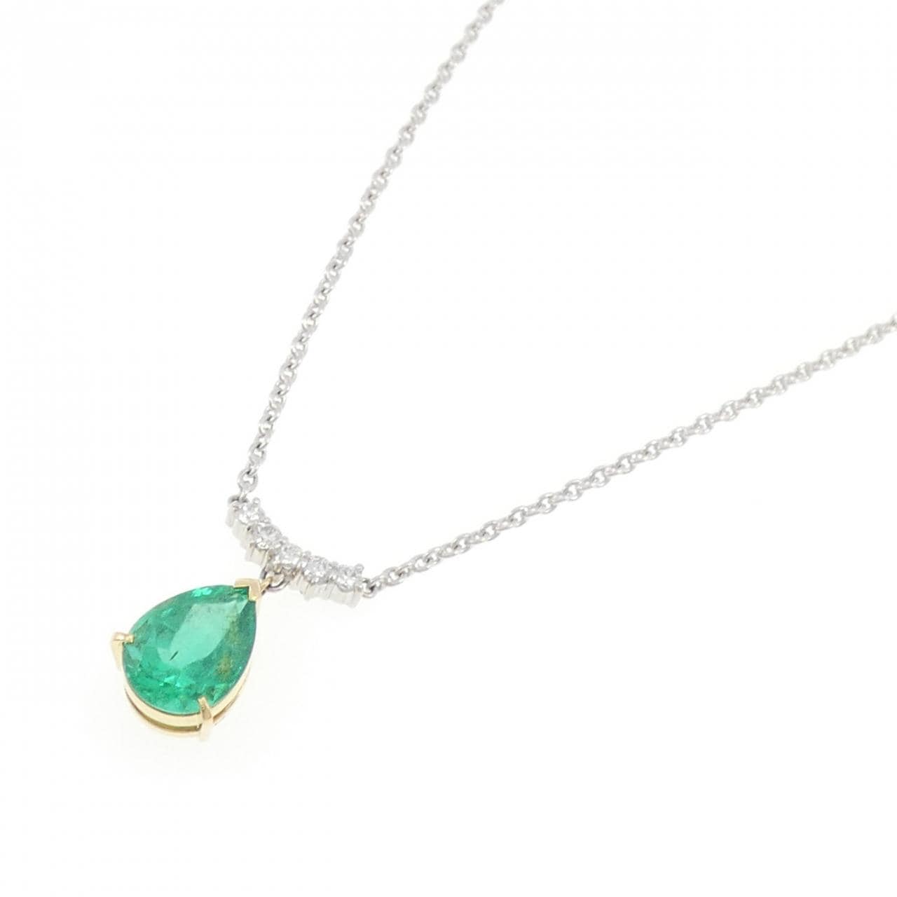 K18YG/PT850 エメラルド ネックレス 4.20CT コロンビア産