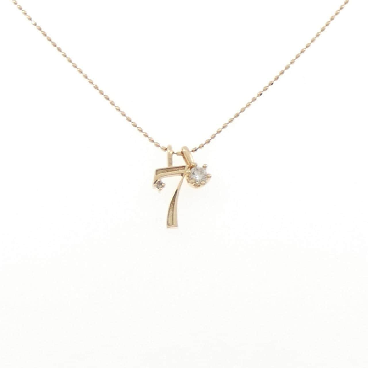 K10YG 2WAY ナンバー7 ダイヤモンド ネックレス 0.10CT