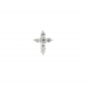 K18WG クロス ダイヤモンド ピアス 0.05CT 片耳