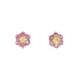 K10PG フラワー サファイヤ ピアス 0.26CT