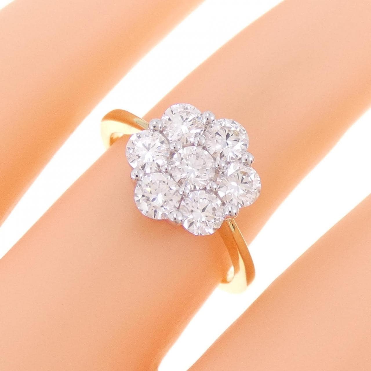 大得価最新作K18 指輪 リング 14号 ダイヤ1.00ct 花 レディースアクセサリー イエローゴールド台