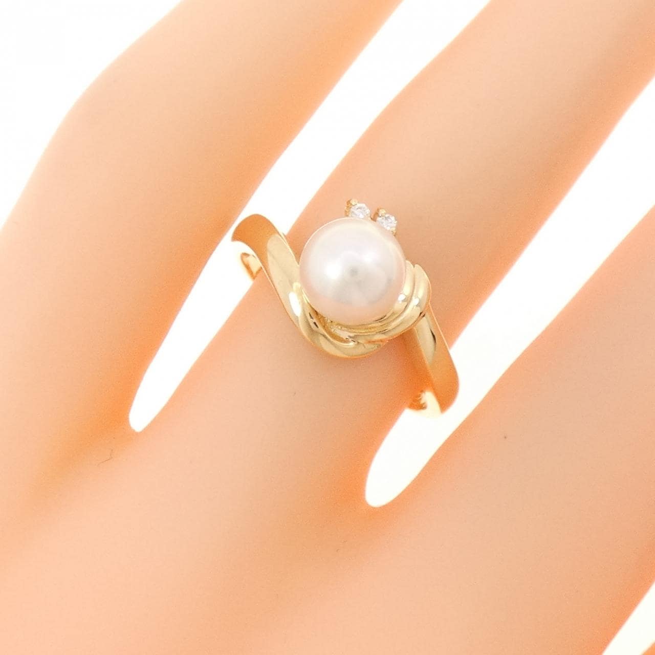 K18YG アコヤパール リング 6.4mm