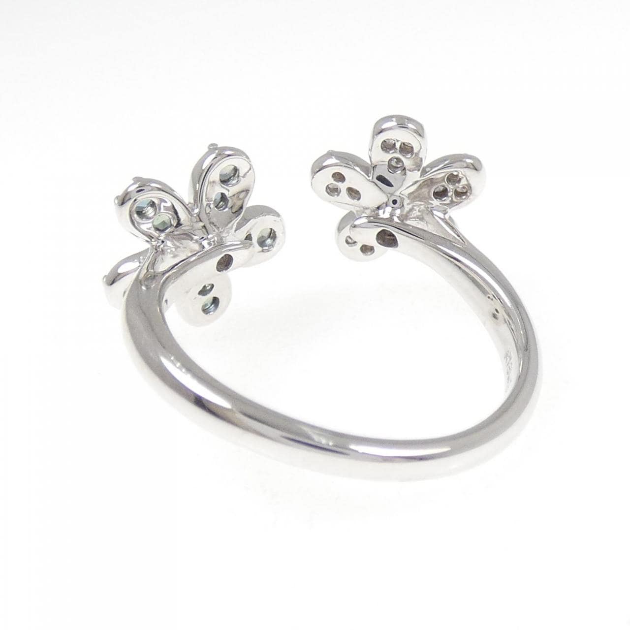 K18WG フラワー アレキサンドライト リング 0.29CT
