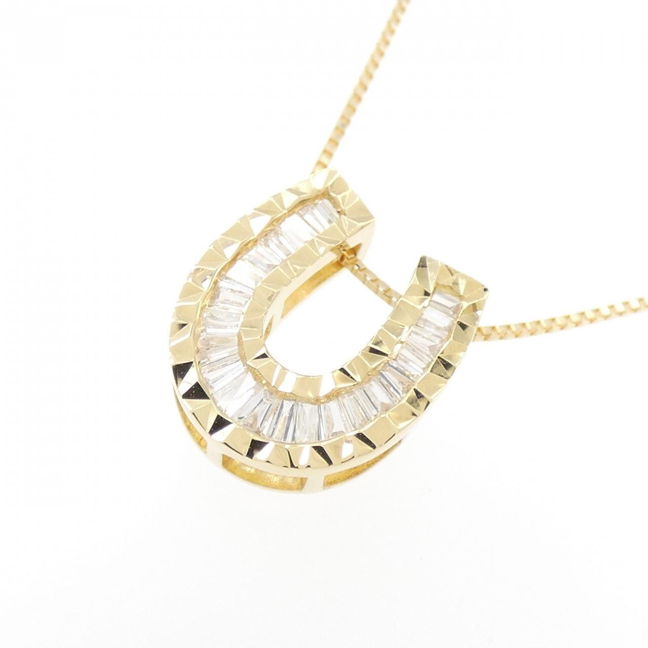 K18YG ホースシュー ダイヤモンド ネックレス 0.20CT