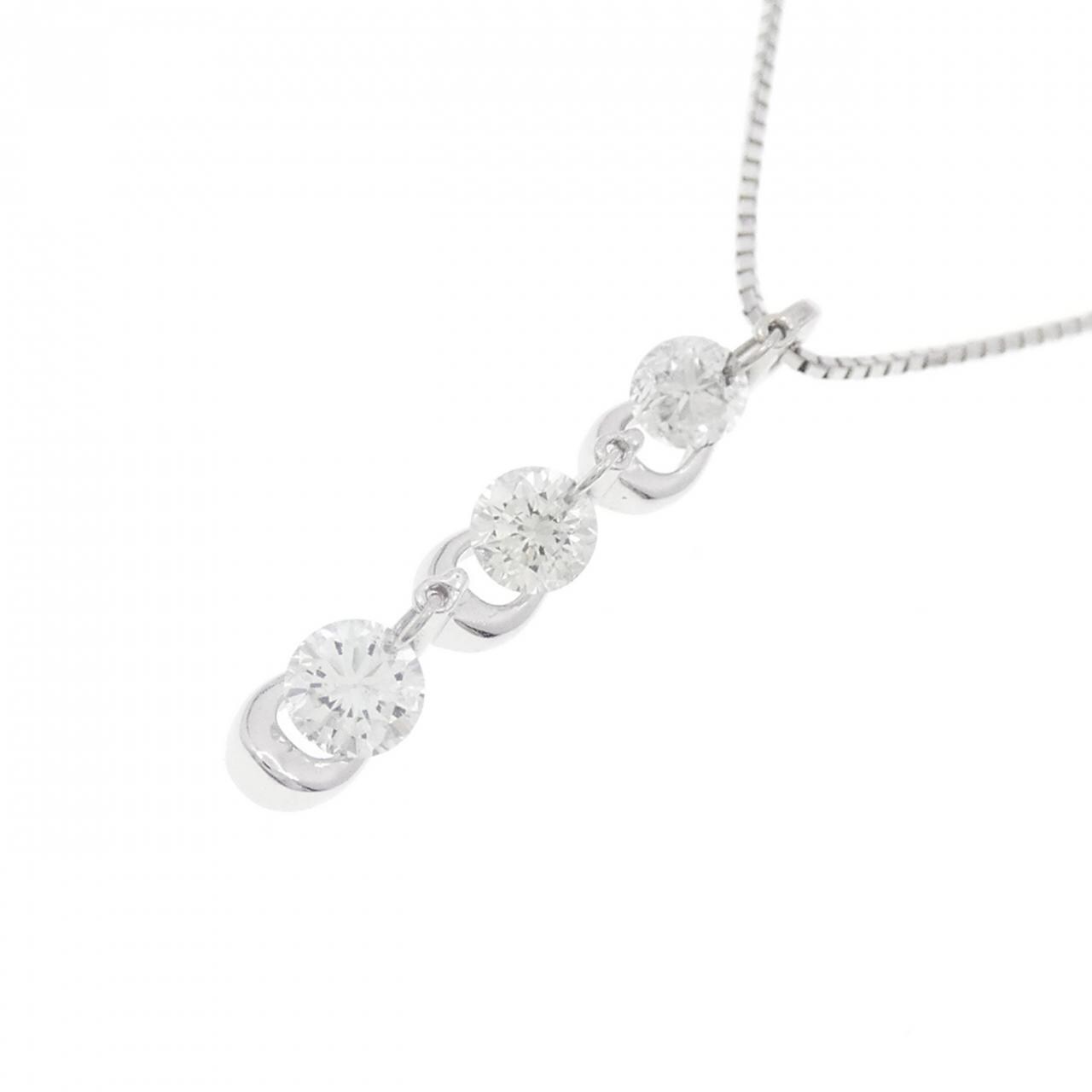 K18WG スリーストーン ダイヤモンド ネックレス 0.50CT