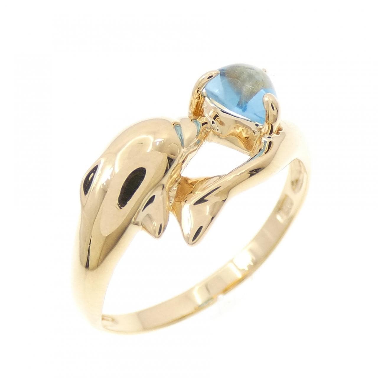 K18YG ドルフィン ブルートパーズ リング