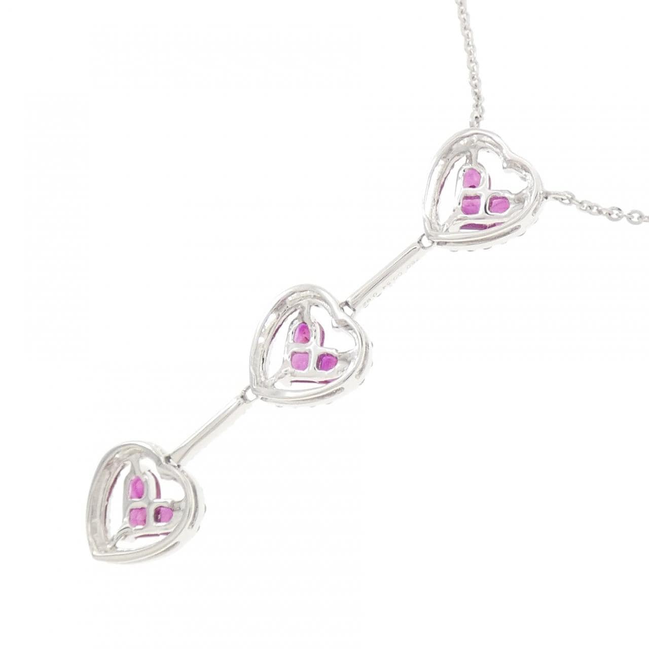750WG ハート ルビー ネックレス 0.92CT