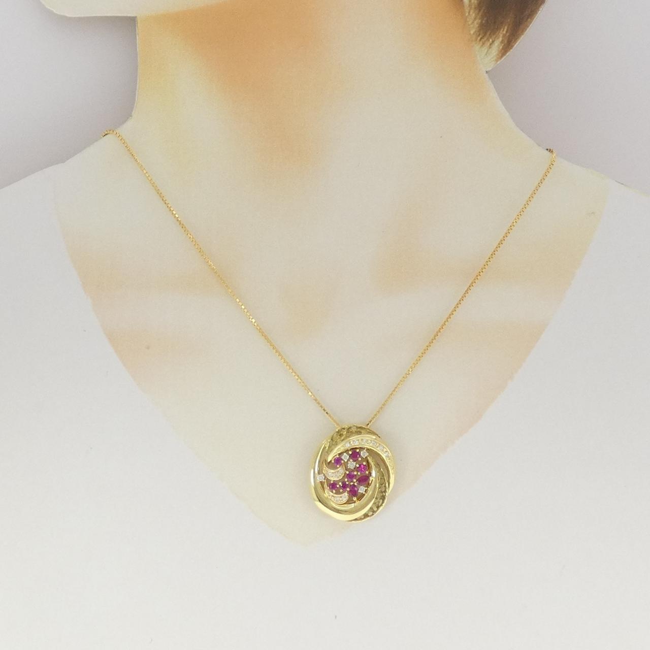 K18YG ルビー ネックレス 1.07CT