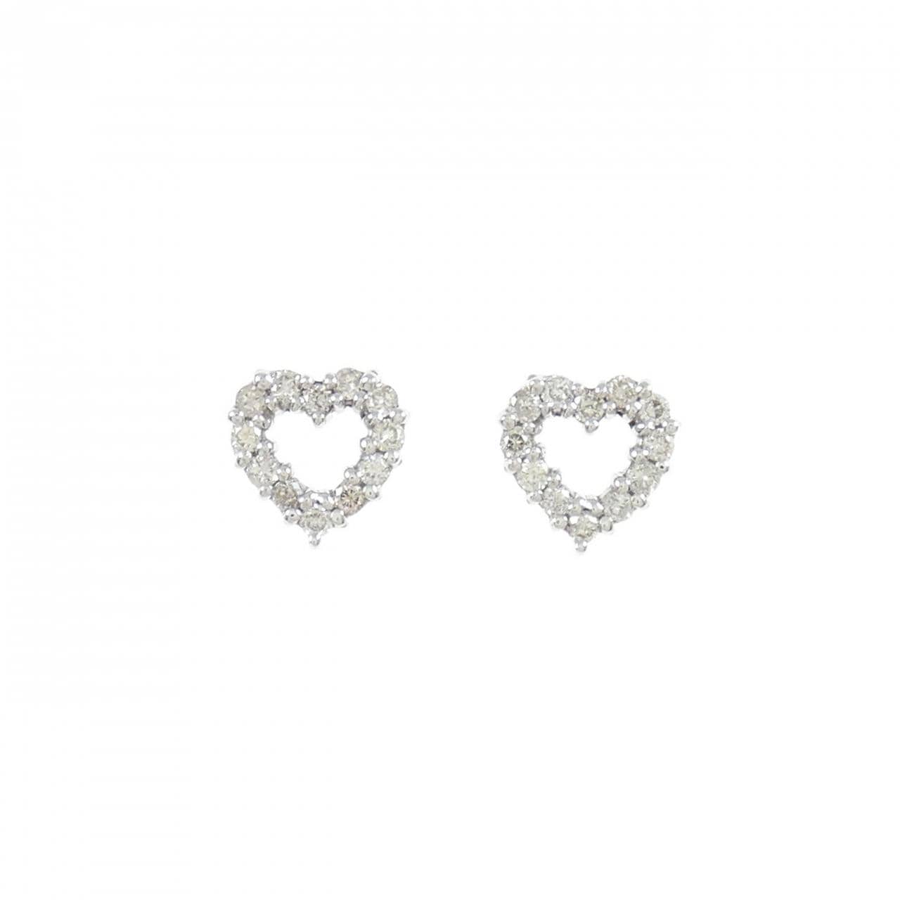 K14WG ハート ダイヤモンド ピアス 0.2CT