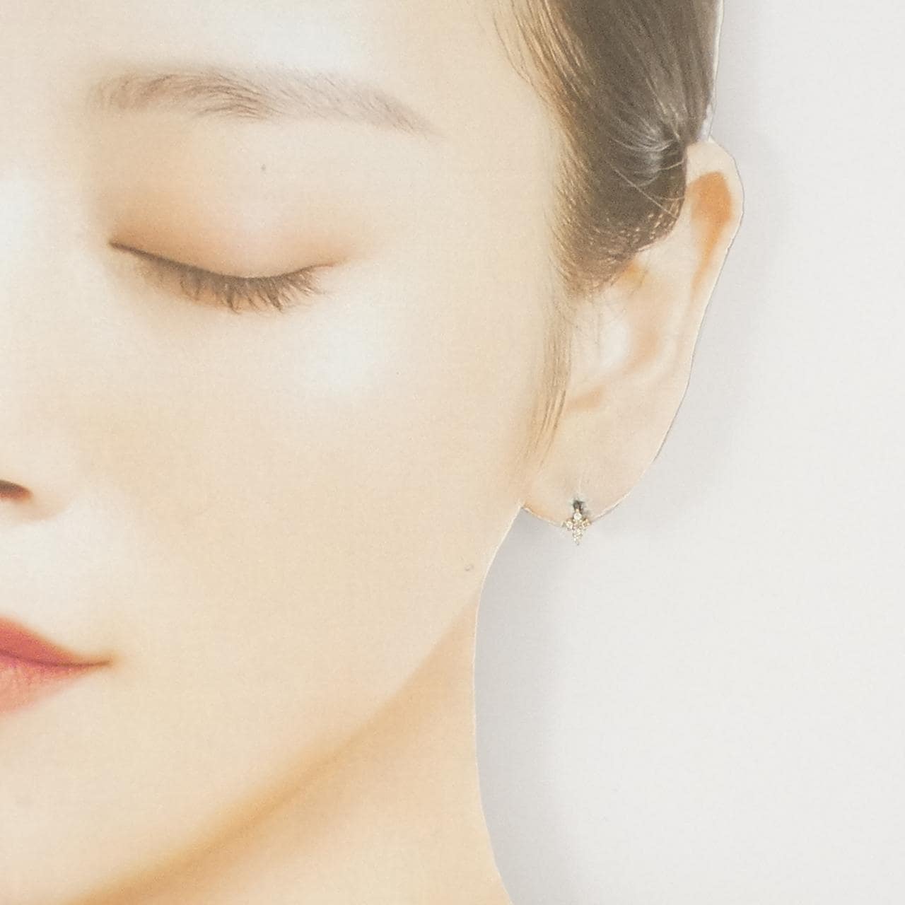 K18YG クロス ダイヤモンド ピアス 0.10CT