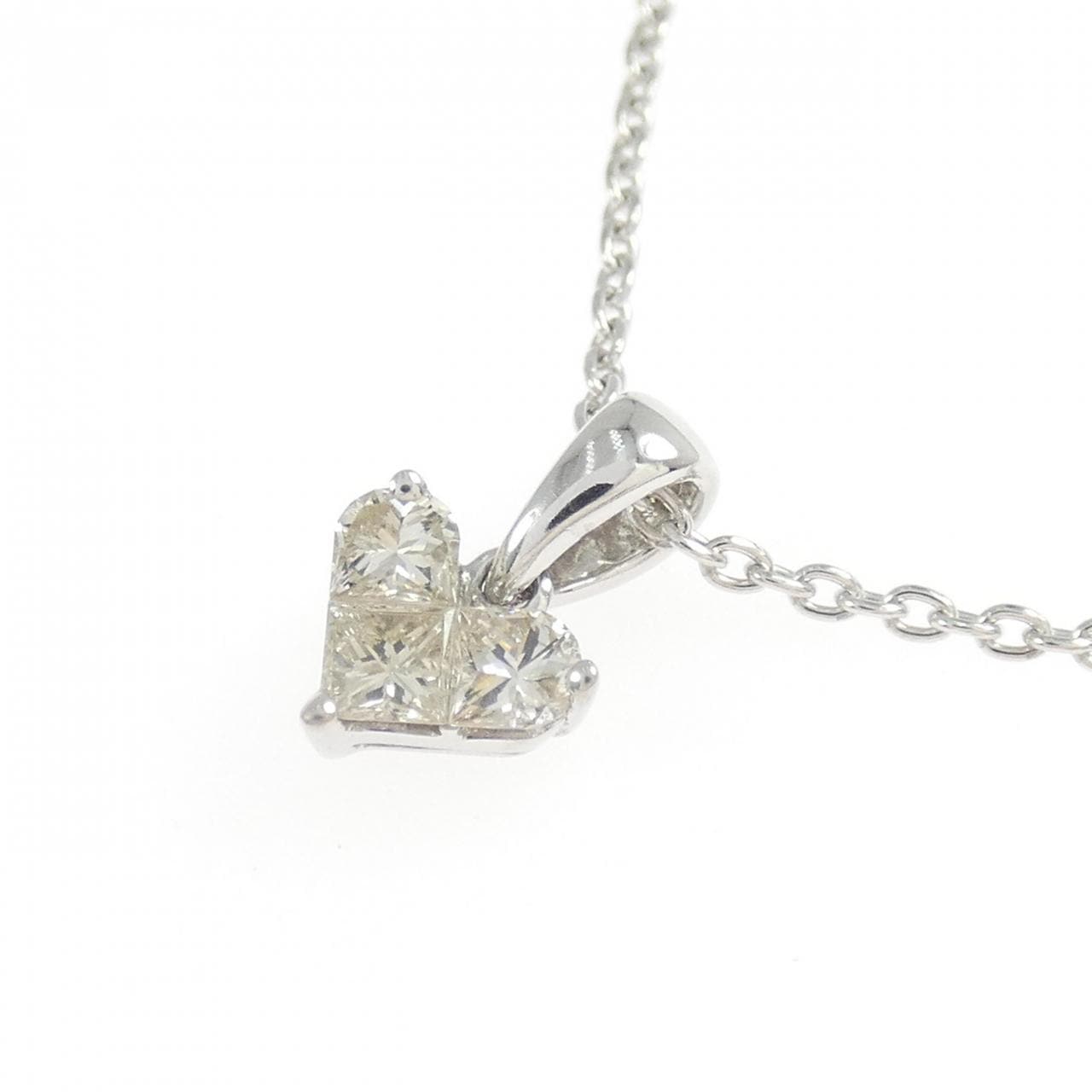 K18WG ハート ダイヤモンド ネックレス 0.30CT