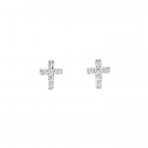 【新品】PT900 クロス ダイヤモンド ピアス 0.06CT