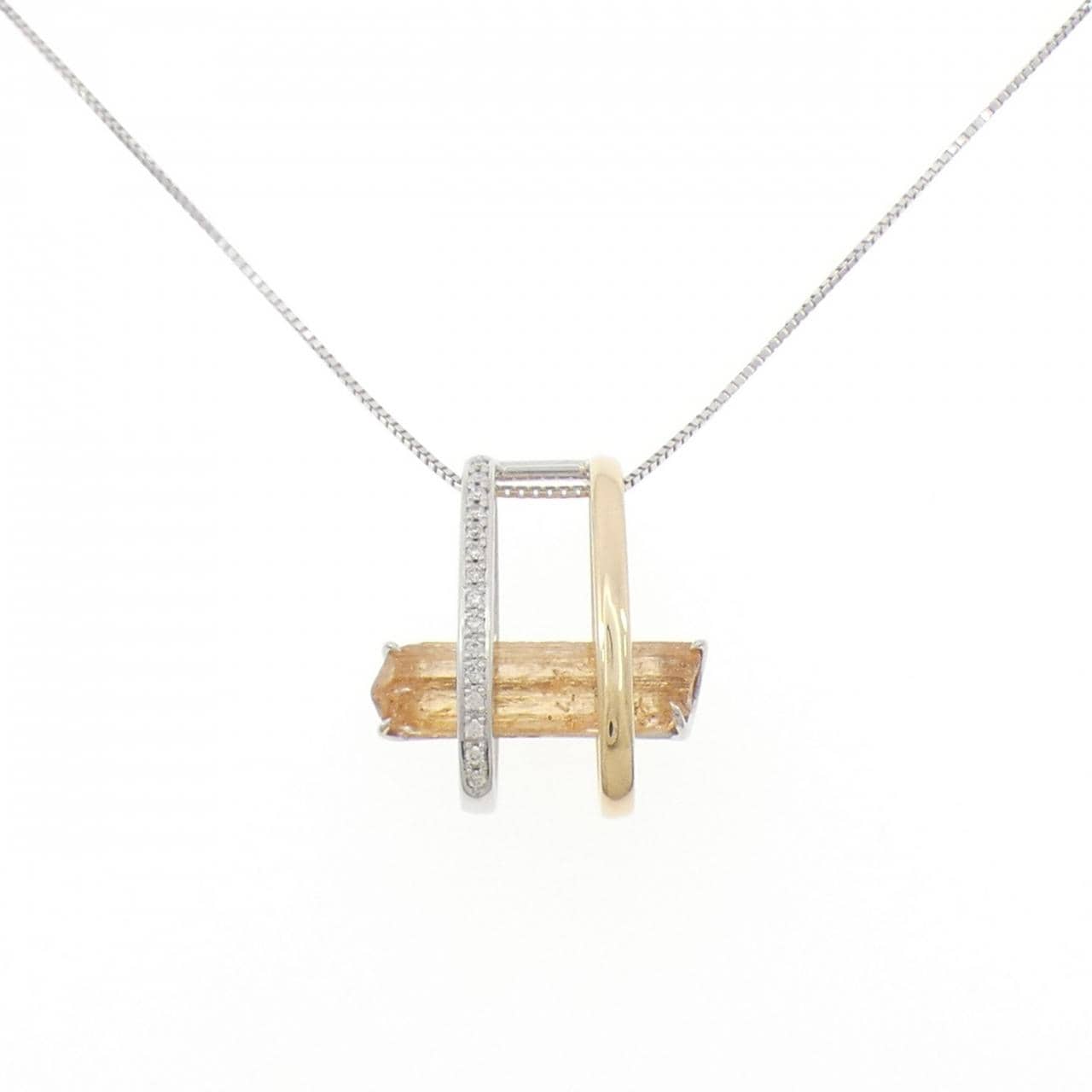 K18白金/K18黄金帝王托帕石项链，5.96克拉