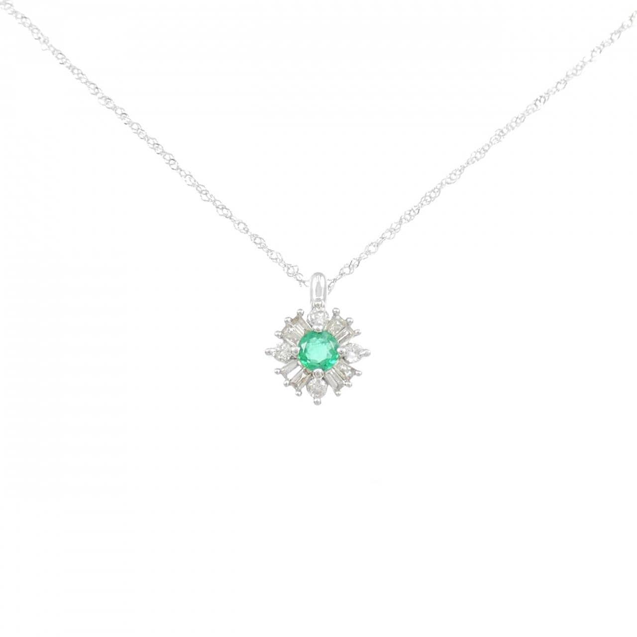 K18WG Emerald Necklace 0.08CT