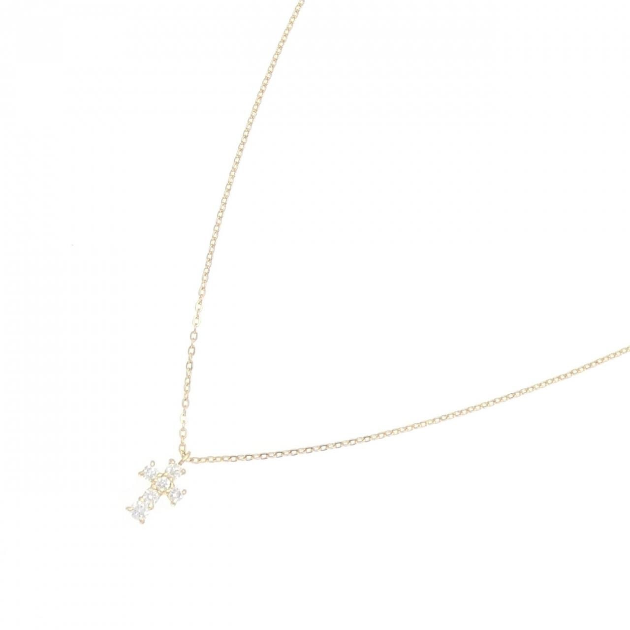 K18YG クロス ダイヤモンド ネックレス 0.12CT